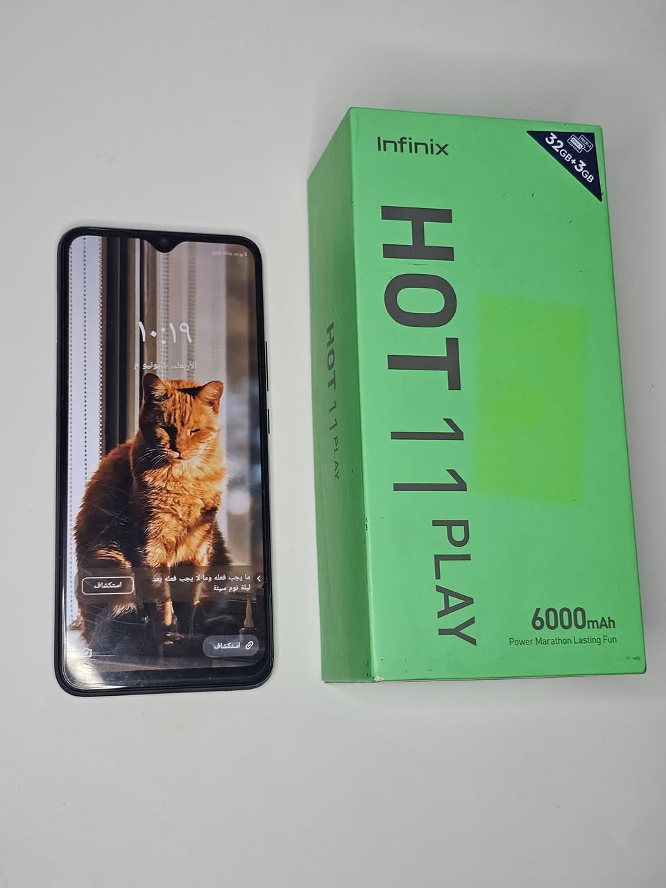 نوع الجهاز: Infinix
الموديل: HOT 11 PLAY
الطراز: X688B
الكاميرا الخلفية: 13 ميجابكسل (كاميرتان)
الكاميرا الأمامية: 8 ميجابكسل
دبل سيم كارد (2 SIM)
يدعم الذاكرة الخارجية
ذاكرة الوصول العشوائي32 GB 
 (RAM): 3+ GB جيجابايت
المعالج: Helio G35
البطارية: 6000 مللي أمبير
نظام التشغيل: أندرويد 11 XOS

................................
السعر: 60 ألف. يوجد توصيل.
التوصيل داخل المحافظة: 5 آلاف.
لأي استفسار، التواصل عبر الرقم: ***********
.......
للحجز على الواتساب
