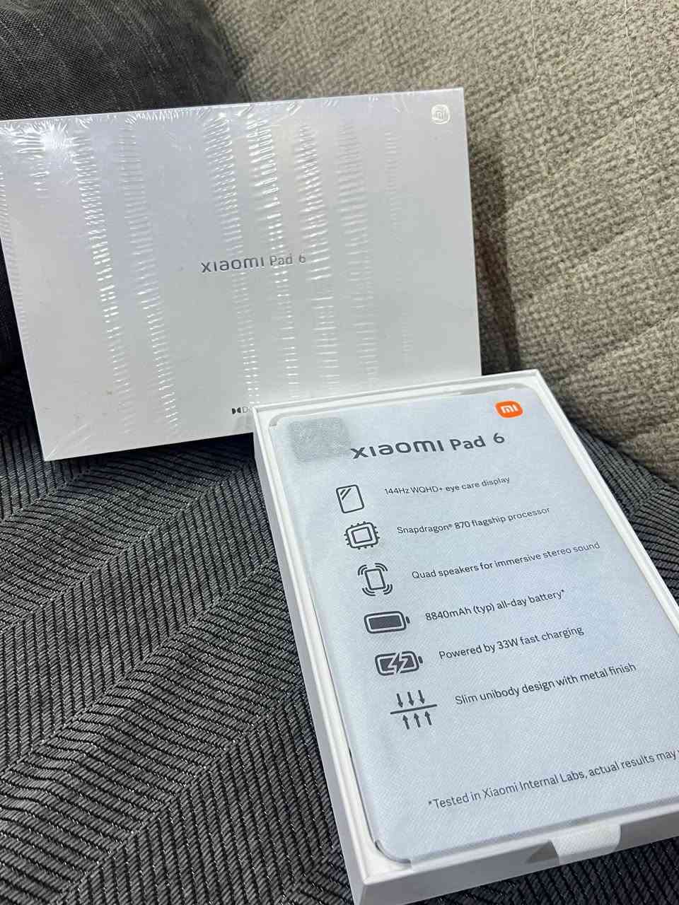 ايباد مستعمل أخو الجديد 
شاومي باد 6 نضيف جدا غلاف الكارتونه موجود الكتيب موجود الشاحنة موجوده المواصفات مذكورة على الغلاف الأصلي من شاومي الي هيه 
شاشه 144 هيرتز 
معالج سناب دراغون 870 
بطارية 8840
سرعة شحن 33 واط 
يشغل ببجي 120 
الجهاز نضيف السعر 260 الف 
تواصل واتس ***********
