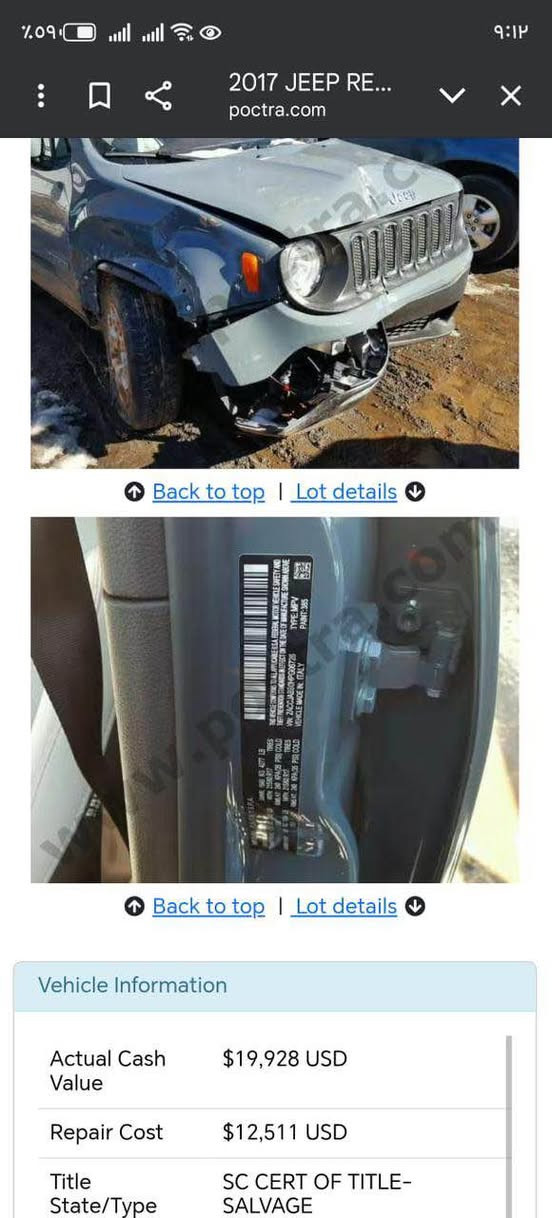 السلام عليكم 
للبيع جيب رنكيد 2017
وارد كندي 
حادثها دون ايرباك
جاملغ وشويه طكه بلبنيد 
بصمه 
كامله سياره من كل نواحي 
حدايده جديده 
رقم ***********
سعرها 125 وبيها مجال شي قليل الزبير, البصرة
