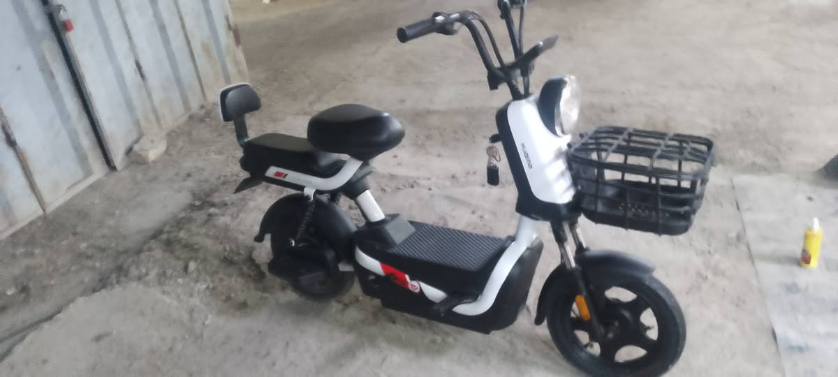 السلام عليكم دراجه شحن حجم 14
4 باتريات 
سرعه 60 
تمشي 25 كيلو 
بصمه+مفتاح 
لايت تشغيل ضعيف وبي قوي 
الدراجه شحن وبيها بايدر يعني تصير هم بايسكل وجديده بعدها مثل بصوره كدامك 
شاشه للشحن وليس للسرعه سرعه ثابته 60 
للتواصل والاستفسار على الرقم التالي ***********
