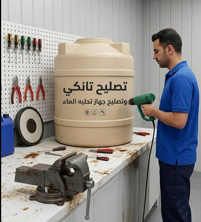 واصل اباب بيتك ما يحتاج تفتح تانكي
تصليح تانكي الماي يهرب؟ 💧 
أو جهاز التحلية عندك صاير ضعيف وطعم الماي متغيّر؟ 🛑
​🛠️ خدماتنا في تصليح الأجهزة ولحام التانكيات: 
​لحام وتصليح جميع أنواع الخزانات (،بلاستيك ، حديد).
​🚰 ​صيانة شاملة لأجهزة وفلاتر التحلية المنزلية وتصليح الأعطال
​تبديل فلاتر (شمعات) أصلية تضمن لك ماي نقي 100%.
​فحص وضبط نسبة الأملاح في المياه جهاز (TDS).
​⚙️ شغلنا نظيف، وأسعارنا مناسبة جداً وترضيك! خصم أصحاب المواكب الحسنية
🚛 نوفر خدمة منزلية (نصلك أينما كنت).
​📞 للحجز والاستفسار (اتصال مباشر أو واتساب):
👉 [ ‏‪***********‬‏]
​💬 أو تواصل معنا مباشرة عبر مسجات الصفحة!
