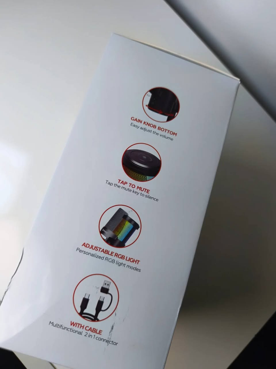 مايكريفون يو اس بي و تايب سي 

ميكروفون USB احترافي JMARY - موديل MC-PW13:

المواصفات:
 ميكروفون USB عالي الجودة

• الاستخدامات: البث الصوتي (Podcasting)، الألعاب (Gaming)، البث المباشر (Streaming)، التسجيل (Recording)
• مراقبة فورية بصوت حقيقي (Real-time Monitor)
• مخرج سماعة ستريو 3.5 ملم (3.5mm stereo headphone output)
• تقنية إلغاء الضوضاء (Noise Cancellation)
• مقبض تحكم بالصدى (Echo knob)
• مقبض تحكم بالكسب (Gain Knob) لتعديل مستوى الصوت بسهولة
• زر كتم الصوت بنقرة واحدة (Tap to Mute)
• إضاءة RGB قابلة للتعديل (Adjustable RGB Light) بألوان متعددة
• قاعدة مكتبية مدمجة (Integrated Desktop Base)
• مؤشر ضوئي ملون (Colour Indicator Light)
• كابل متعدد الوظائف 2 في 1 (With Cable)
• نوع الاتصال: Plug and play (تشغيل فوري)
• معدل العينة: 32 كيلو هرتز
• المدى الديناميكي: 88 ديسيبل
• الحساسية: 45 ديسيبل ± 3 ديسيبل
• مستوى الضوضاء المكافئ: 65 ديسيبل
• متوافق مع: PC / لابتوب / جوال / تابلت
• الوزن: 3.25 غرام
• الشهادات: CE, RoHS

 للاستفسار والطلب راسلني ✅ واتساب ***********

لمعرفة السعر علقة بكلمة (موكوم) 👌

#JMARY #ميكروفون #MC_PW13 #بث_مباشر #تسجيل_صوت معدات_تصوير عراقي
