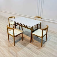 ميز طعام • ٤ كراسي جلد • ٧٠×١٢٠سم