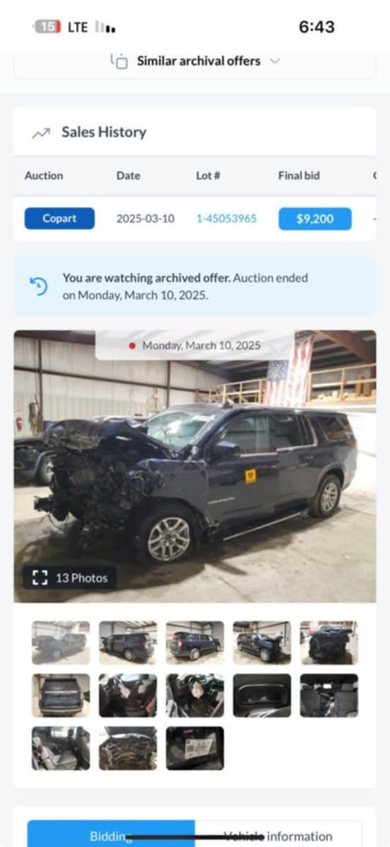 سلام عليكم تاهو موديل 2024وارد امريكي الحادث كما موضح ب المنشور LTZ
رقم بغداد شهداء المكان الامين الثانية 
السعر 360ورقة وبيه مجال 
‭0771 057 1656‬
