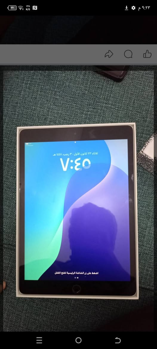 السلام عليكم ايباد تسعه بعده بلكرتون جديد لايباد ع فحص مكفول كفاله عامه ذاكره ٦٤ بطاريته ٩٨ لايباد أخو الجديد شخط مابي سعره ٢٣٠الف الجهاز بعده جديد جماعة ال٢٠٠ لاتعلقون السعر مابي مجال لي يريده يراسلني واتساب *********** وذا عندك كراوس إيفون ١١ أو برو ماكس
