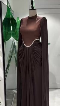 فستان شيفون ستن • مقاسات 38-48 • بصرة