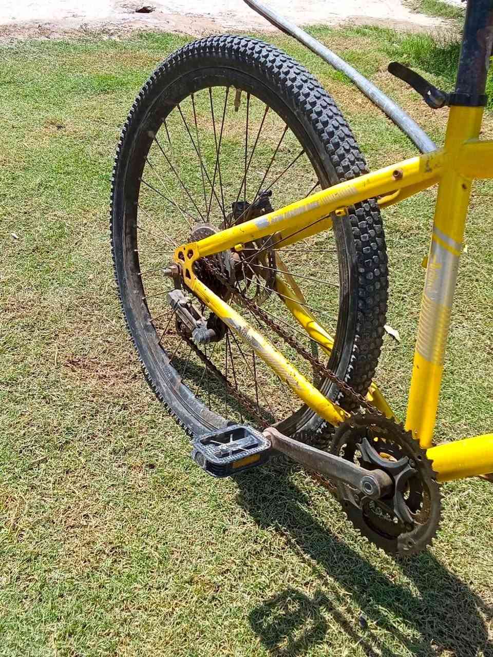 سلام عليكم  
دراجه هوائيه جبليه  [ Mountain Biks MTB  ] 
اللون:  اصفر 
الاطار  :  ألمنيوم/ معدني 
حجم   : 26Ang 
العجلات  :  اطارات عريصه بنقشه جبليه مناسبه للطرق الترابيه 
السرعه  :  7 خلفي / 3 امامي 
دبلات  :  شغاله 
بريك   :  دسگ 
السعر  :  60 وبي مجال 
العنوان  : بابل / جبله 
الاستفسار  :  *********** 
واتساب  :  *********** / ممتواج ؏ فيس
