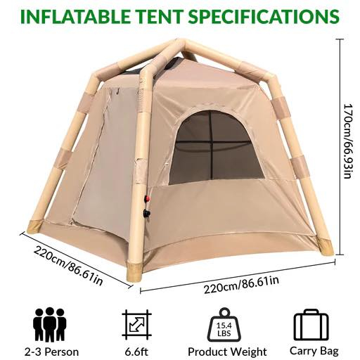 #متوفر خيمه  نفخ  ماركه اوربي  القياس طول 220 *220 وارتفاع 180 نوع القماش اكسفورد  ملحقات بمب يدوي جنطه وحبال و  مساند سعرها 100 الف 
***********
