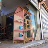 قفص الكوخ بتصميم مميز شغل الجديد تزكام خشب صاج  الارتفاع  متر و60 سانت...