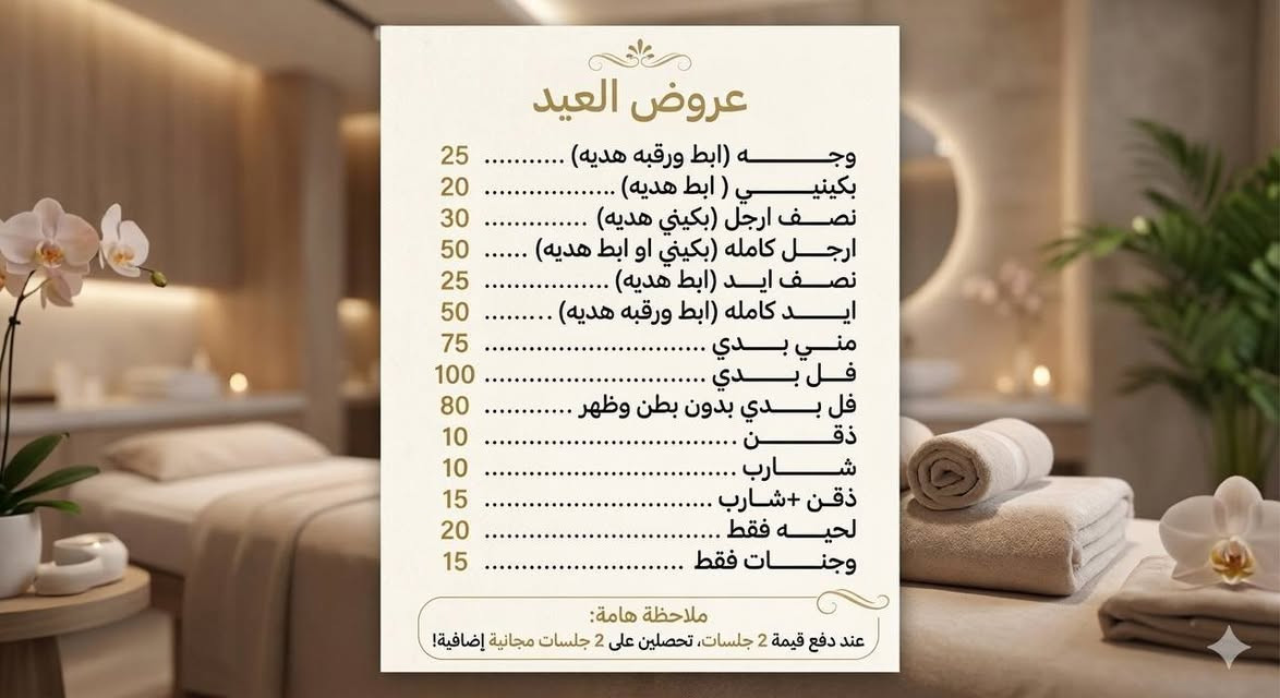 عروض العيد ☄️❤️‍🔥
#تخفيضات كلش حلوه استغلوا الفرصة العروض مستمرة الى عيد الفطر المبارك 
#كارين مكانك المثالي لتحقيق جمالك المثالي 🤗🩷
عنواننا : الحمزة الشرقي/ شارع الاطباء / قرب عيادة دكتور مهند الميالي/ مجاور صيدلية الايمن 
#للحجز والاستفسار مراسلة الصفحة او على الواتساب على الارقام التالية: 
***********
***********
