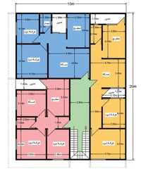 تصميم شقق سكنية في عمارة على قطعة ارض تجارية ركن صاحب الارض كان يريد ش...