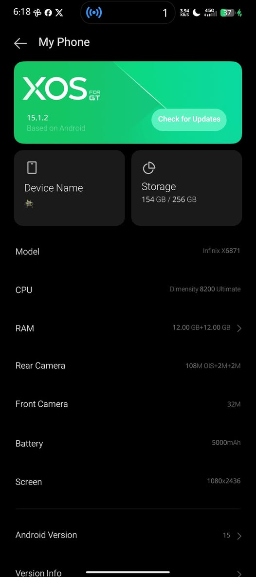 𝗜𝗡𝗙𝗜𝗡𝗜𝗫 𝗚𝗧 𝟮𝟬 𝗣𝗥𝗢
Infinix gt 20 pro
مواصفات الكاميرا الاحترافية

الكاميرا الخلفية (الأساسية): بدقة 108 ميجابكسل مع مثبت بصري (OIS) ضد الاهتزاز، وتصوير فيديو بدقة 4K (تصويرها دقيق وواضح جداً).

الكاميرا الأمامية (السيلفي): بدقة 32 ميجابكسل لعزل وسيلفي

"الالعاب"
المعالج Dimensity 8200 Ultimate (معالج قوي جداً) 

ومخصص للألعاب الثقيلة مثل ببجي وفورتنايت بدون حماوة .بضمان 120 fps

الشاشة : AMOLED تدعم 144 هرتز (سلاسة وسرعة خرافية بالتصفح والالعاب).

الذاكرة : 256 جيجابايت
الرام :  12+12 (إجمالي 24 جيجابايت رام مع ميزة Mem Fusion) 

البطارية: 5000 ملي أمبير تطول وياك يوم کامل استخدام ثقيل
التصميم الظهر بيه إضاءة LED مالت الـ Mecha اللامعة.

الداخل الجهاز ما مفتوح ولا مصلح نهائياً، وكلشي بيه بلاد.

الشاشة والظهر نظيفة جداً ومثل ما موضح بالصور

الإطار الحواف توجد شخوط وحكات خفيفة موضحها
بالصور من أثر الاستخدام الطبيعي وتختفي بالحافظة

الكارتونة الأصلية مالت الجهاز موجودة.

رأس الشاحن الأصلي السريع موجود 

السعر : 225,000 دينار عراقي قابل للتفاوض البسيط جداً للشراي

الموقع بغداد الدورة


**إذا كنت صاحب هذا الإعلان وتريد حذفه لأي سبب، رجاءا أرسل رسالة إلى الدعم الفني**