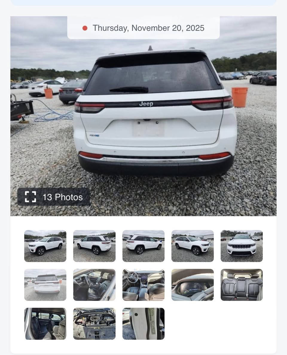 2024 JEEP GRAND CHEROKEE, LIMITED 4XE
بدون صبغ 
ماشي 67  Mi
سعر 335$$
***********
