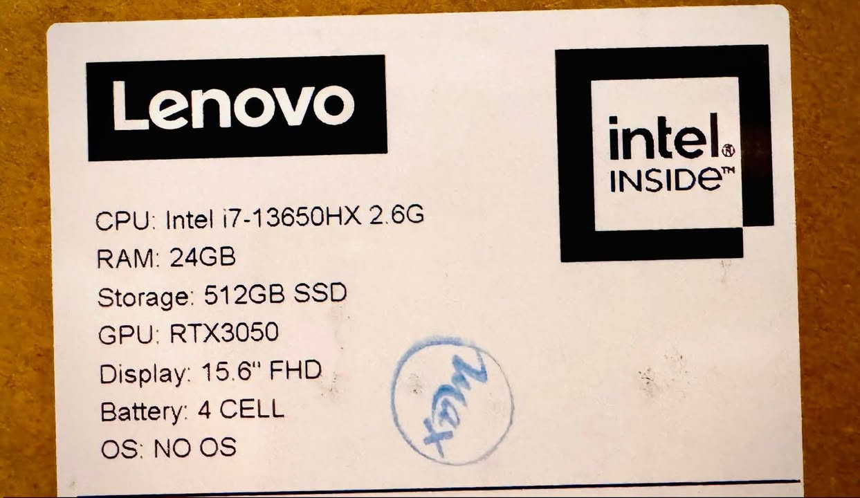 🔥 للبيع Lenovo LOQ 15IRX9 – جهاز ألعاب ومونتاج احترافي بحالة الوكالة 🔥
📍الموديل: Lenovo LOQ 15IRX9

✅ المعالج: Intel Core i7-13650HX (الجيل 13 – أداء قوي جداً)
✅ كرت الشاشة: NVIDIA GeForce RTX 3050 Laptop 6GB GDDR6 (95W)
✅ الكرت المدمج: Intel UHD Graphics
✅ الرام: 24GB DDR5
✅ التخزين: 512GB NVMe PCIe Gen4 SSD (مع منفذ لإضافة SSD ثاني)
✅ الشاشة: 15.6 بوصة IPS
✅ الدقة: Full HD 1920×1080
✅ معدل التحديث: 144Hz
✅ تغطية الألوان: 100% sRGB (ممتازة للمونتاج والتصميم)
✅ نظام التشغيل: Windows 11 Pro

🎮 يشغل أحدث الألعاب بأداء ممتاز.
🎬 مناسب للمونتاج، After Effects، DaVinci Resolve، Premiere Pro، التصميم والبرمجة.
⚡ أداء سريع جداً بفضل معالج HX ورام DDR5 وقرص NVMe Gen4.

✨ حالة الجهاز:
✔ نظافة 100%
✔ بدون أي خدش
✔ جميع القطع أصلية
✔ البطارية ممتازة
✔ جاهز للاستخدام ولا يحتاج أي صيانة.

💰 السعر: 1,150,000 دينار عراقي (قابل للتفاوض بالمعقول).
اتصال ***********
وات ساب _ ***********

