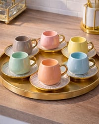 طقم فناجين ٦ قطع • ألوان باستيل • بعقوبة ديالى