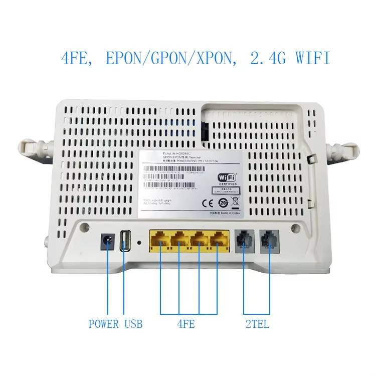 من رخصة الادمن المحترم 
جهاز ONU HG8245C GPON ONT XPON جديد مع راوتر شبكة واي فاي 2.4 جيجا هرتز، معدات الألياف البصرية لـ FTTH مع 4 منافذ إيثرنت + 2 هاتف + USB ومنفذ sc Upc بسعر تنافسي *********** واتساب .
