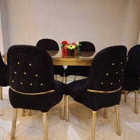 طقم سفرة 6 كراسي • زان أبيض • قماش هامر