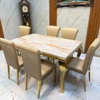 ميز طعام • سطح مرمر • كشنات جلد