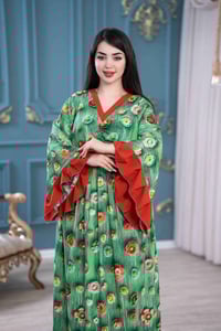 فستان كلوش • كشمير ثري دي • فري سايز ٩٠ كيلو