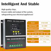 منظم شمسية • ١٠٠A • يدعم ١٢/٢٤/٣٦/٤٨V