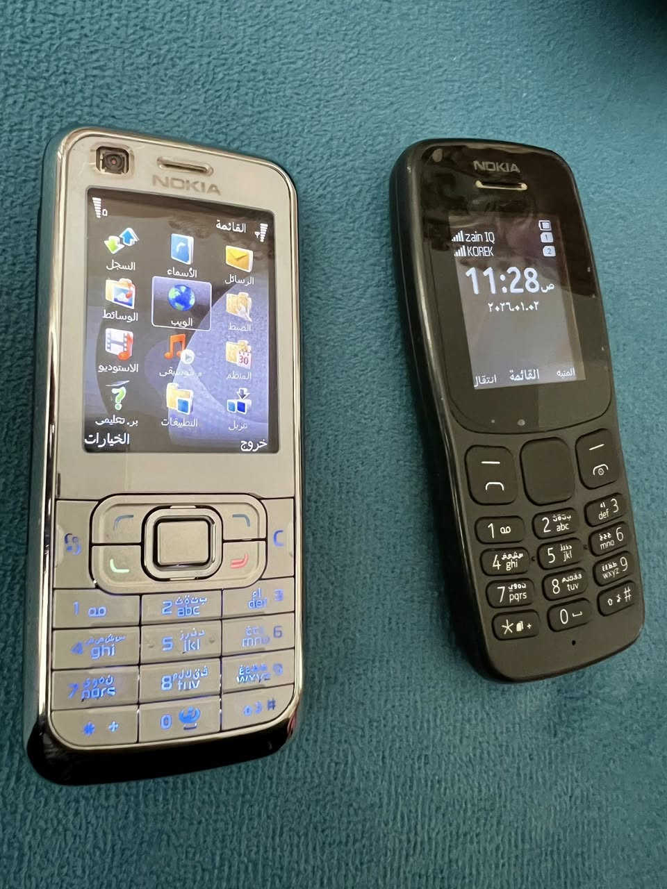السلام عليكم 
اجهزة نوكيا اصليه باب اول ونظافه فوول
نوكيا 6120c صنع فلندي ناطق اسم المتصل
نوكيا 106 باب اول
السعر الجاهزين ٨٥ ومجال بسيط
ديالى ناحيه كنعان ***********
