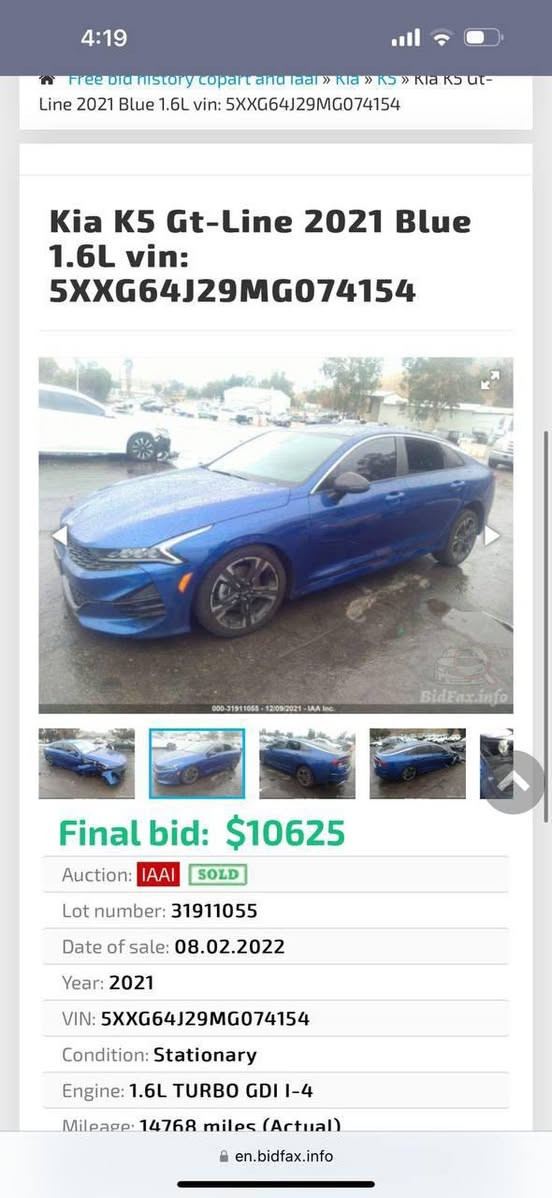 K5/2021موديل
حادث موضح بلصوره بجب كبس 
رقم ***********
