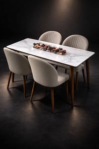 طاولة مرمر • ١٢٠×٧٠سم • ٤ مقاعد