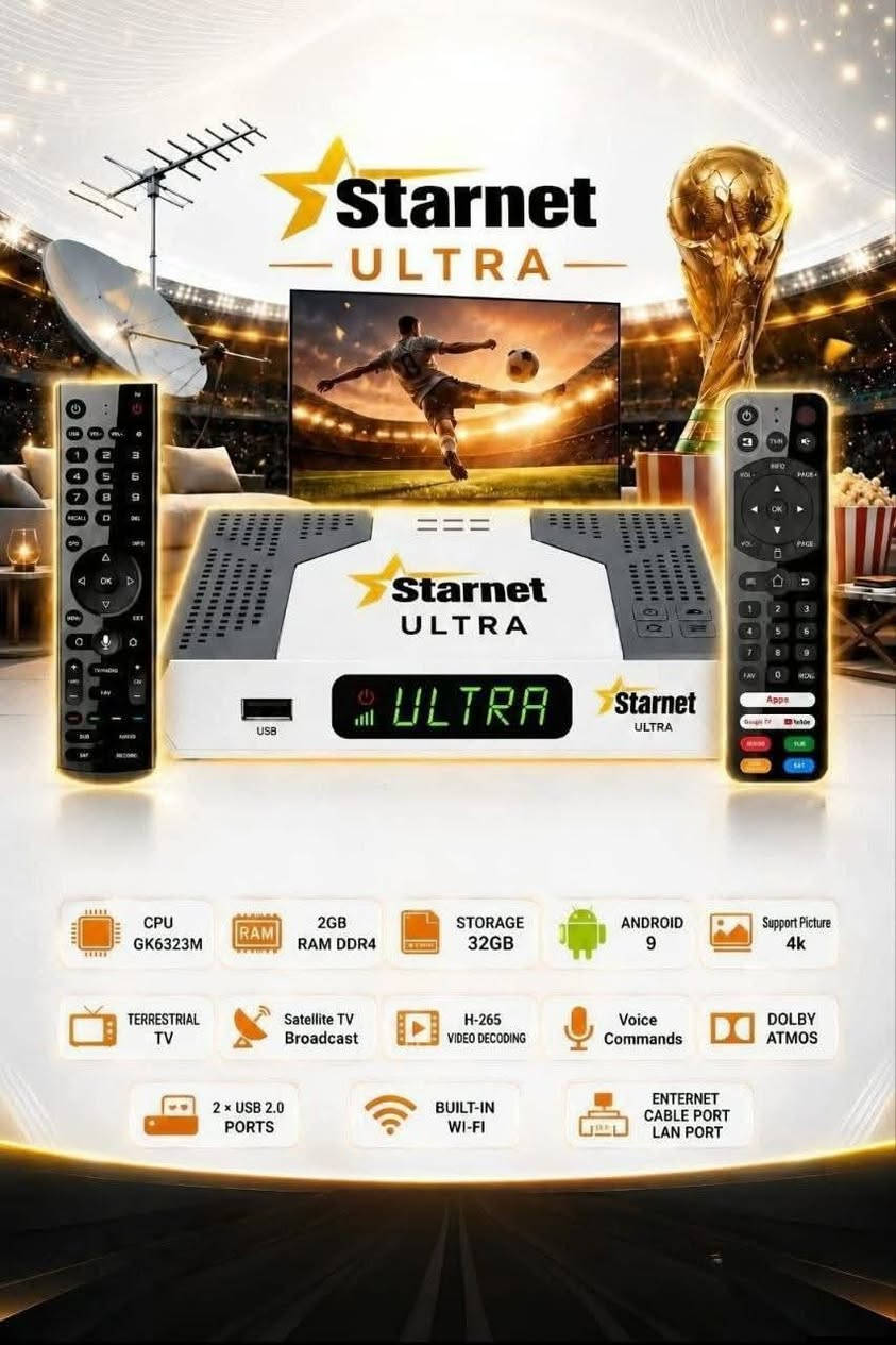 🔥📡 متوفر الآن لدى معرض النرجس للستلايت 📡🔥
💎 العملاق الراقي STARNET ULTRA 4K 💎
✨ قوة • سرعة • فخامة • اشتراكات خرافية ✨
━━━━━━━━━━━━━━━━━━━
🚀 إذا تبحث عن جهاز يجمع بين الأداء القوي والنظام الذكي والاشتراكات الطويلة…
فـ جهاز ULTRA 4K هو الخيار المثالي لعشاق التميز 🔥👑
━━━━━━━━━━━━━━━━━━━ 🌟 مواصفات الجهاز الكاملة 🌟
⚙️ نظام أندرويد 9 الذكي
🚀 معالج Hybrid قوي GK6323 لأداء سريع وثابت
📡 يدعم القنوات الأرضية الرقمية T2
🛰️ يدعم البث الفضائي S2X باحترافية عالية
💾 رام 2GB DDR4
🗂️ ذاكرة داخلية 32GB
📶 واي فاي سريع 5GHz
🎧 بلوتوث مدمج لتوصيل السماعات والإكسسوارات
🎮 يأتي مع 2 ريموت بلوتوث فاخر عالي الجودة
🌐 منفذ LAN Gigabit لأقصى سرعة إنترنت
🎥 دقة عرض 4K Ultra HD – 60FPS
🔥 دعم H.265 HEVC لتشغيل القنوات بجودة عالية واستهلاك أقل
🔊 دعم Dolby Audio لصوت سينمائي احترافي
💽 إمكانية إضافة كارت ميموري لتوسيع المساحة
💡 شاشة أمامية رقمية + حساس ريموت خارجي LED
🖥️ لانشر جانبي احترافي شبيه بأجهزة TV BOX الحديثة
━━━━━━━━━━━━━━━━━━━ 🌐 يدعم أهم التطبيقات والمنصات 🌐
✅ YouTube Smart
✅ Netflix
✅ Shahid VIP
✅ StarzPlay
✅ متجر Google Play
✅ متجر DAKI
✅ أوامر صوتية وتحكم ذكي
✅ تحديثات أونلاين ودعم كامل للملفات
━━━━━━━━━━━━━━━━━━━ 🔥 أقوى الاشتراكات المجانية المرفقة 🔥
📡 اشتراكات IPTV :
✅ 36 شهر NOVA V2
✅ 24 شهر MARVEL
✅ 24 شهر X TV
✅ 24 شهر DRAGON
✅ 24 شهر MAVEN
✅ 24 شهر MEGA
✅ 24 شهر BALANCE
✅ 24 شهر COBRA
✅ 24 شهر JOY
✅ 24 شهر CUT
━━━━━━━━━━━━━━━━━━━ 🛰️ اشتراكات الشيرنج 🛰️
✅ 24 شهر NSHARE V2
🔥 من أقوى السيرفرات الداعمة لباقات:
Nova • Cosmos • Sky وغيرها
✅ Nshare العادي لمدة سنة
✅ DQCAM لمدة سنة
✅ Gosat Bundle
🎧 صوتيات + ترجمة مدى الحياة
✅ DAKI Audio
🔊 صوتيات مدى الحياة
✅ دعم الشبكات الهوائية بدون إنترنت (Offline)
━━━━━━━━━━━━━━━━━━━ 📦 محتويات العلبة 📦
📌 2 ريموت بلوتوث فاخر
📌 بطاريتين
📌 محول 12V أصلي
📌 كابل HDMI 4K
━━━━━━━━━━━━━━━━━━━ 🚚 تتوفر خدمة التوصيل إلى جميع محافظات العراق 🇮🇶
📞 للحجز والاستفسار: http://Wa.me/7712524420
🔥 معرض النرجس للستلايت 🔥
👑 عنوان الثقة والأجهزة الأصلية 👑

📢 لا تنسى الاشتراك بقناتنا ليصلك كل جديد 🔥👇
https://t.me/ns_sat3
📡 تابعنا أول بأول لكل جديد في عالم الستلايت والتقنية 🚀


**إذا كنت صاحب هذا الإعلان وتريد حذفه لأي سبب، رجاءا أرسل رسالة إلى الدعم الفني**