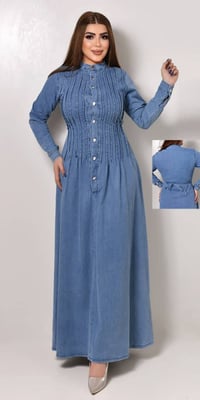 فستان طويل بليسه • جينز صيني • مقاسات M-4XL