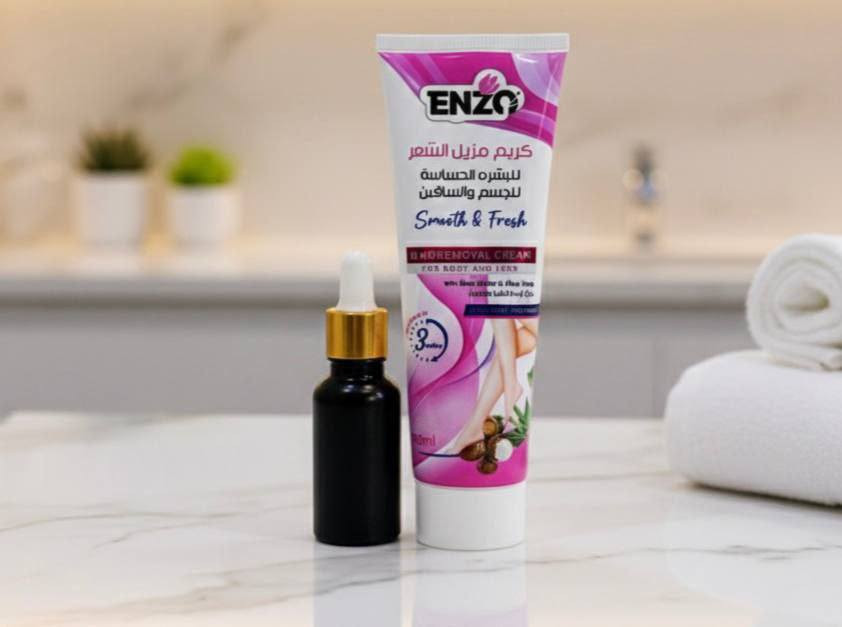 وصل الجديد 🙂‍↔️🫶🏻  عشق الشباب والبنات
كريم إزالة الشعر من ماركة ENZO، وهو مخصص للبشرة الحساسة وللاستخدام على الجسم والساقين. 

🩷 مصمم خصيصاً ليناسب البشرة الحساسة، مما يقلل من احتمالية حدوث تهيج أو احمرار.

🩷 يحتوي على زبدة الشيا والصبار (Aloe Vera) لترطيب البشرة وتهدئتها أثناء وبعد عملية الإزالة.

🩷 يعمل الكريم خلال وقت قصير (يظهر على العبوة رمز 3 دقائق) لإزالة الشعر بفعالية.

🩷  يمنح البشرة ملمساً ناعماً ومنعشاً 
السعر خاص


**إذا كنت صاحب هذا الإعلان وتريد حذفه لأي سبب، رجاءا أرسل رسالة إلى الدعم الفني**