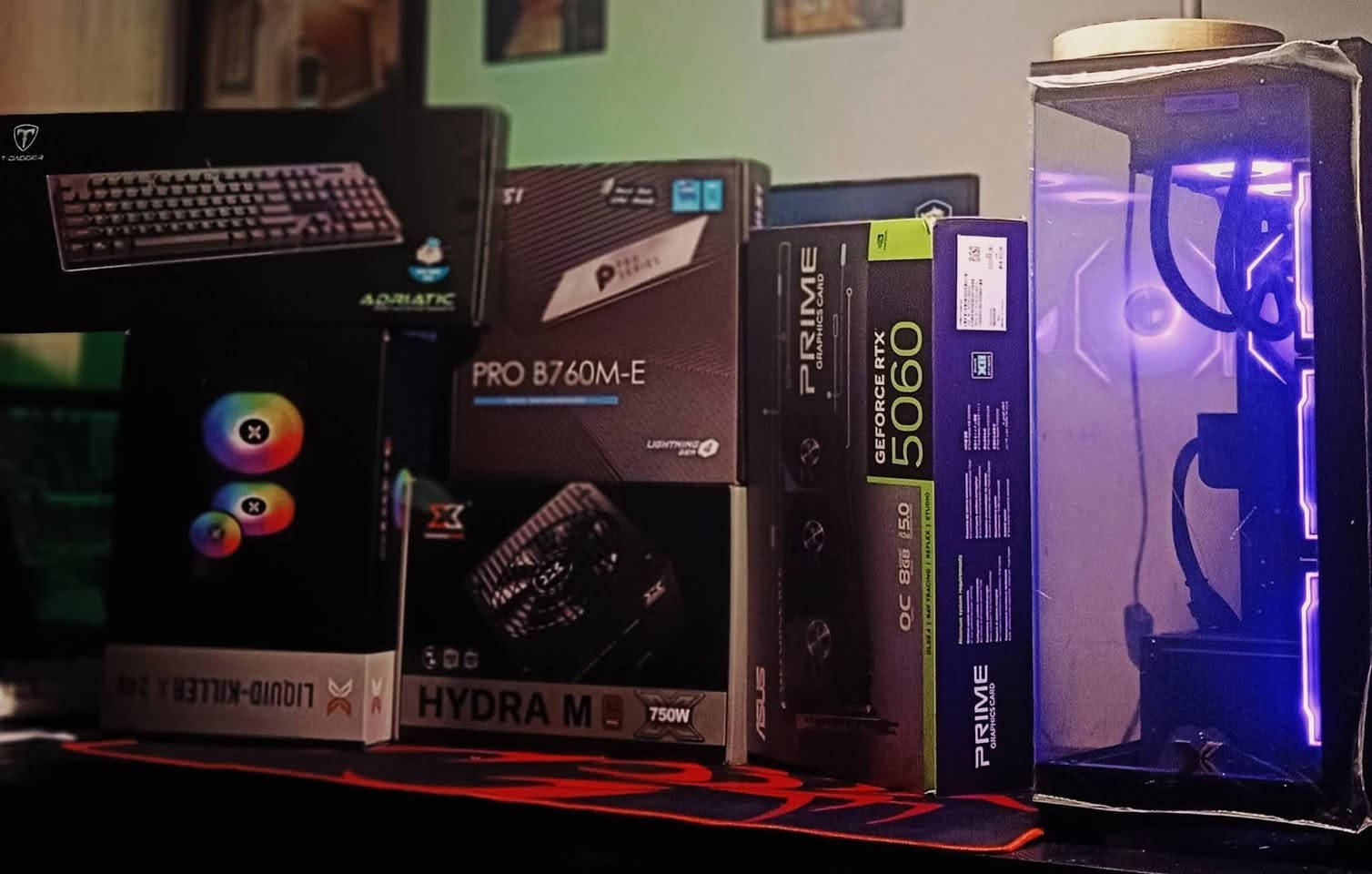 تجميعة للبيع
المواصفات : 
CPU:intel i7-14700kf

GPU: RTX 5060 oc Asus prime 3 fan 

M.B: MSI B760M_E

Ram :32 gb ddr 5 5600

Rom:m. 2 : 1T
التبريد المائي :Xigmatek 240mm 

البور سبلاي xigmatek 750 w
كيبورد ميكانيكل + ماوس 

الكيس xigmatek ٦ مراوح
السعر : مليون و ٩٥٠ الف قفل 
مكاني موصل 
استعمال شهر وباكيتات القطع كلها موجودة


**إذا كنت صاحب هذا الإعلان وتريد حذفه لأي سبب، رجاءا أرسل رسالة إلى الدعم الفني**