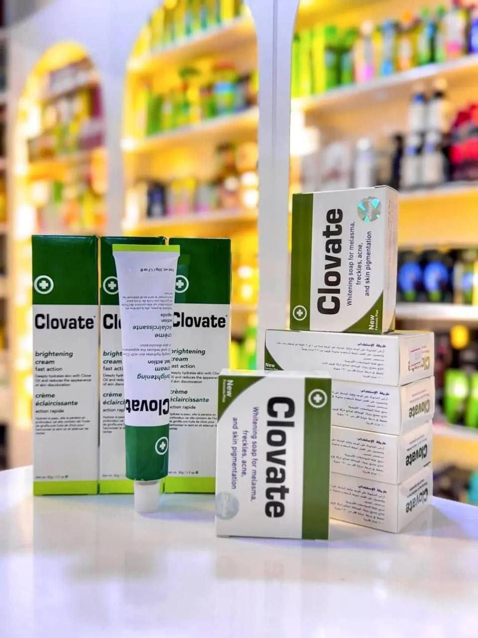 كريم + صابونة كلوفيت الهندي الاصلي   (Clovate Brightening Cream). مصمم لتفتيح البشرة، وتقليل ظهور التصبغات والبقع الداكنة، وتوحيد لون البشرة. يحتوي على زيت القرنفل وألفا أربوتين لتغذية البشرة وتفتيحها. 
يرطب البشرة بعمق، وله خصائص مضادة للالتهابات لتهدئة البشرة المتهيجة.              
✅صابونة Clovate مصممة خصيصًا لمعالجة مشاكل البشرة مثل الكلف النمش، حب الشباب والتصبغات.تركيبتها الفعّالة تنظف بعمق  

#الاصلي المنشأ هندي 🇮🇳
يوجد خدمة توصيل لجميع محافظات العراق ٤ الاف


**إذا كنت صاحب هذا الإعلان وتريد حذفه لأي سبب، رجاءا أرسل رسالة إلى الدعم الفني**