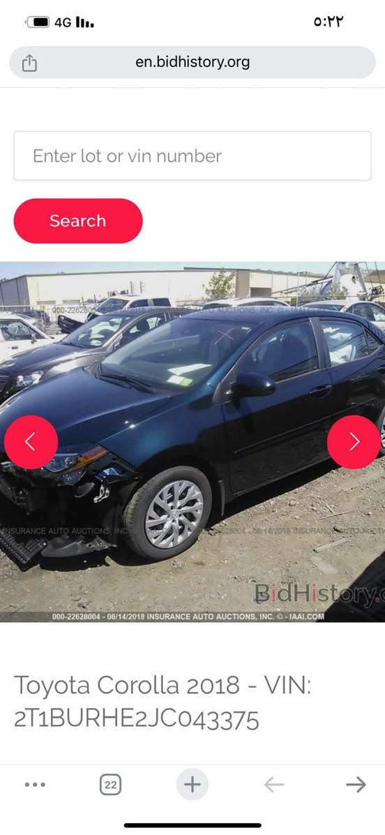 السلام عليكم
 كورلا وارد امريكي
موديل 2018
حادثها كما موضح ب الصوره 
مواصفات LE
ب اسمي 
الضرر بونيد سريقه و ثلث قطع كلير اثر شخوط بدون حادث 
دواخل سليمه شرط 
محرك وكير ما مفتوح شرط الفحص 
صدر بحاله جيده 
السعر 127 وبيها مجال قليل 
رقم اربيل 
***********
