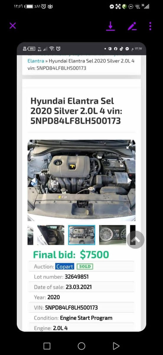 السلام عليكم النترا للبيع موديل 2020 وارد امريكي الحادث مالتها جاملغ الايمن صور الحادث مال امريكا موجود بالمنشور فقط وبيها طخه بالدوسه ما مصلحه وموجوده بالصور السياره فول واحد على واحد فتحه بصمه تشغيل بصمه ابواب سياقه ذاتيه حساسات مانع انزلاق الكشنات تدفئه فتحه بعد بها مواصفات ماشيه 87 سياره باسمي شخصيا السياره خير من الله صار لها سنتين عندي على ايدي رقم بابل السعر 157 وبيها مجال 
رقمي ‏‪0781 051 7349‬‏ مكاني كربلاء طويريج
