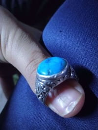 خاتم فضي • فيروزي • مختوم 925