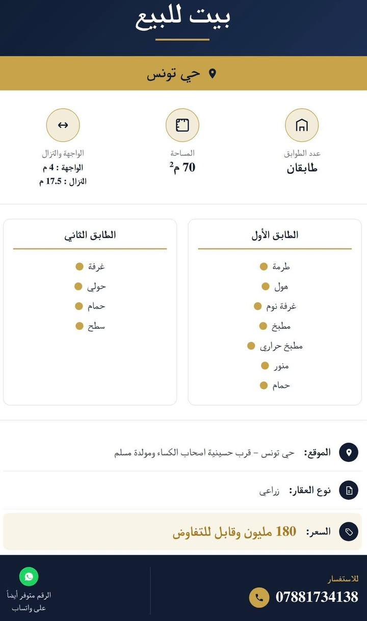 بيت للبيع مع الأثاث حي تونس افاق عربية زراعي بيت سعيد
