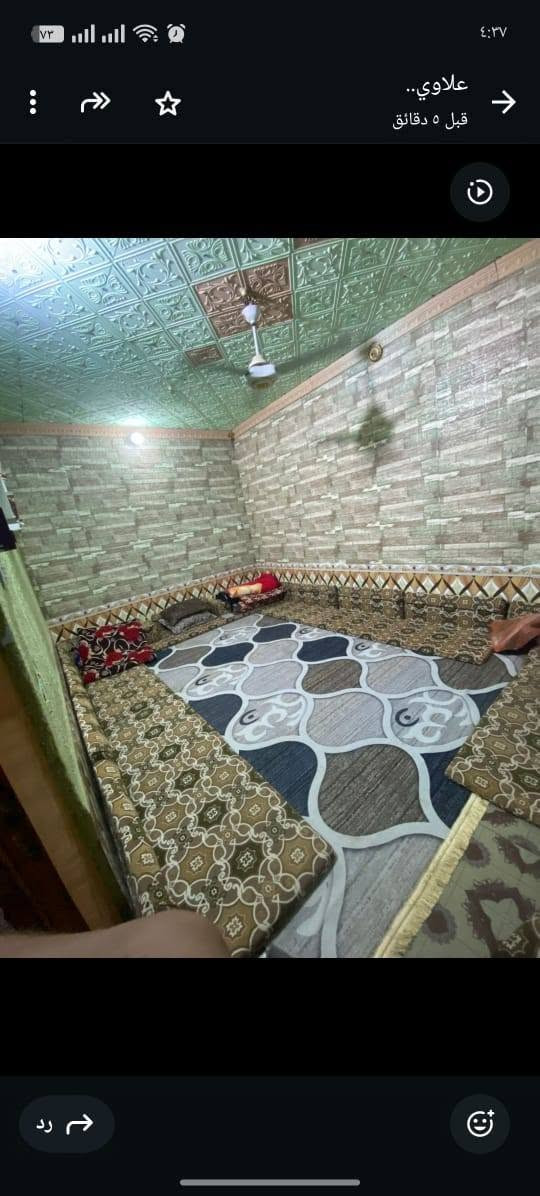 السلام عليكم بيت طابو ركن المساحه ١٠٠ متر العنوان ناحية سديناويه يتكون من
الإستقبال ٣ ونص × ٥ 
الصاله ٦ ونص × ٣
الغرفه ٤ونص × ٣ونص 
المطبخ ٤ونص ×٣ 
الطابق الثاني غرفتين وصاله وصحيات غير مكتمل (عوزه لبخ وكهربائيات) تبليط ورصيف وأناره بل بأب
السعر ٩٠ وبي مجال قليل للشراي
للأستفسار : ***********
