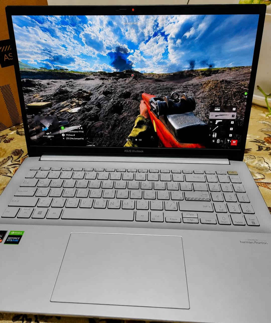 السلام عليكم 
اللابتوب الاحترافي من Asus فئه Vivobook 15 pro الاحترافي 

لابتوب نضافه ممتاز بالكارتونه شرق اوسط مضمون من اي خلل

ياتي بالعتاد الاتي 
شاشه حجم 15.6 انش الخامه الافضل Oled نقاوه الوان 133%SRGB  بمعدل تحديث 120HZ 
اكيد تجربه الكيمنك و مشاهده المحتوى تكون مثاليه بيها

معالج ممتاز من AMD 
RYZEN 5-5600H-4.25GHZ WITH RADEON GFX CARD 
فئه H للاداء الثقيل بكرت مدمج قوي 

كرت منفصل ايضا من 
NVIDIA RTX 3050 (STUDIO) 4GB DLSS + RAY TRACING 
نسخه الاستوديو باداء مضاعف لهذه النسخه 

رامات سعه 8GB DDR4 وهارد سعه 1TB نوع M.2 
بطاريه تستمر ٤ ساعات عمل 
كيبورد عربي ضوئي
نضام صوتي من هارمن محيطي مجسم  

السعر ٧٤٠ الف فقط 
بغداد قرب البياع ويوجد توصيل ايضا 
للتواصل***********
