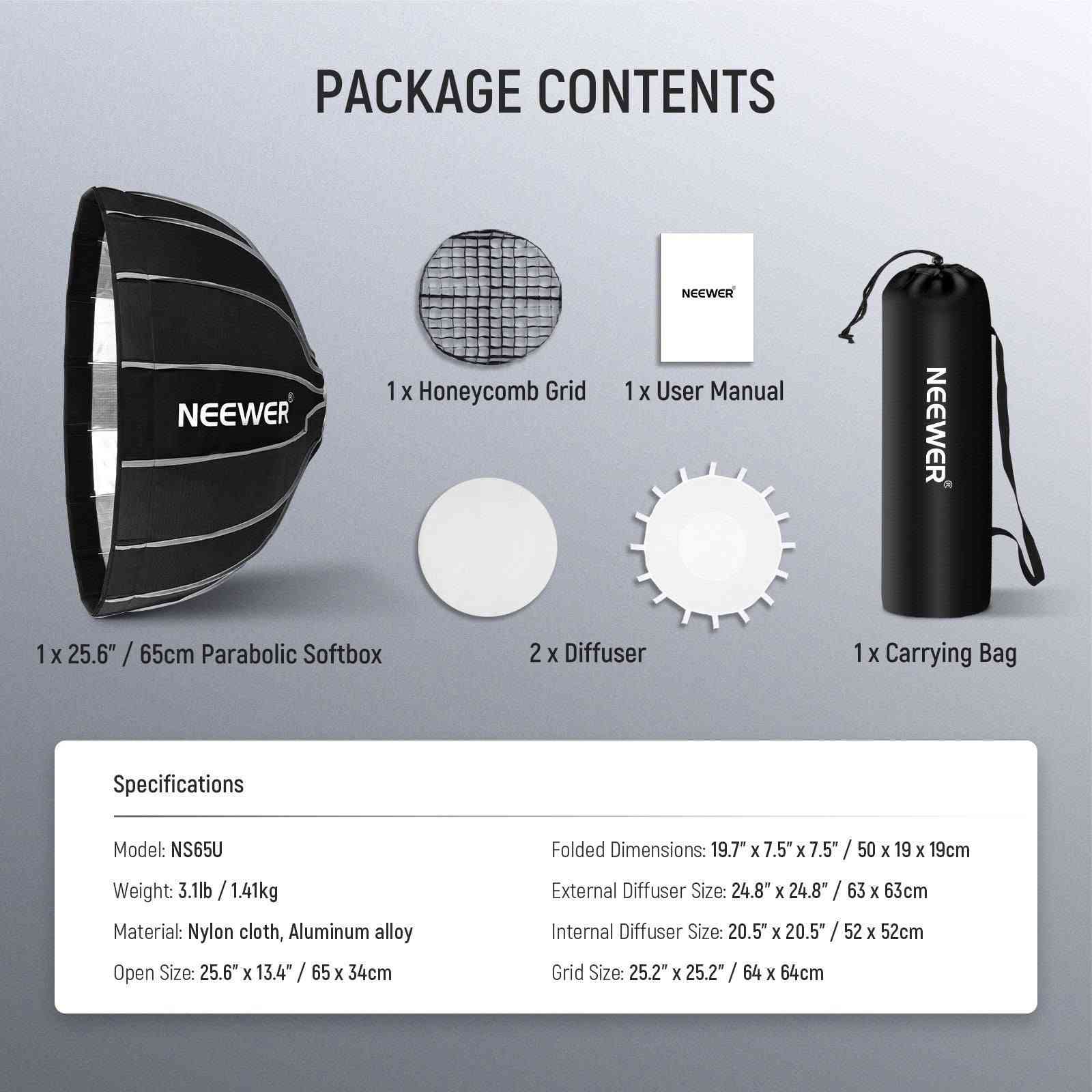 سوفت ماركة كلش مرتبة متوفر حجمين NEEWER NS65U/NS85U Hexadecagon Parabolic Softbox


**إذا كنت صاحب هذا الإعلان وتريد حذفه لأي سبب، رجاءا أرسل رسالة إلى الدعم الفني**