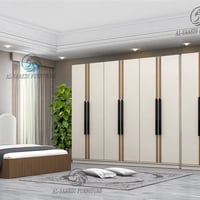 موديل بياز  7 قطع كريمي ورصاصي ( طابوريه)      سرير مخزن    قياس السري...