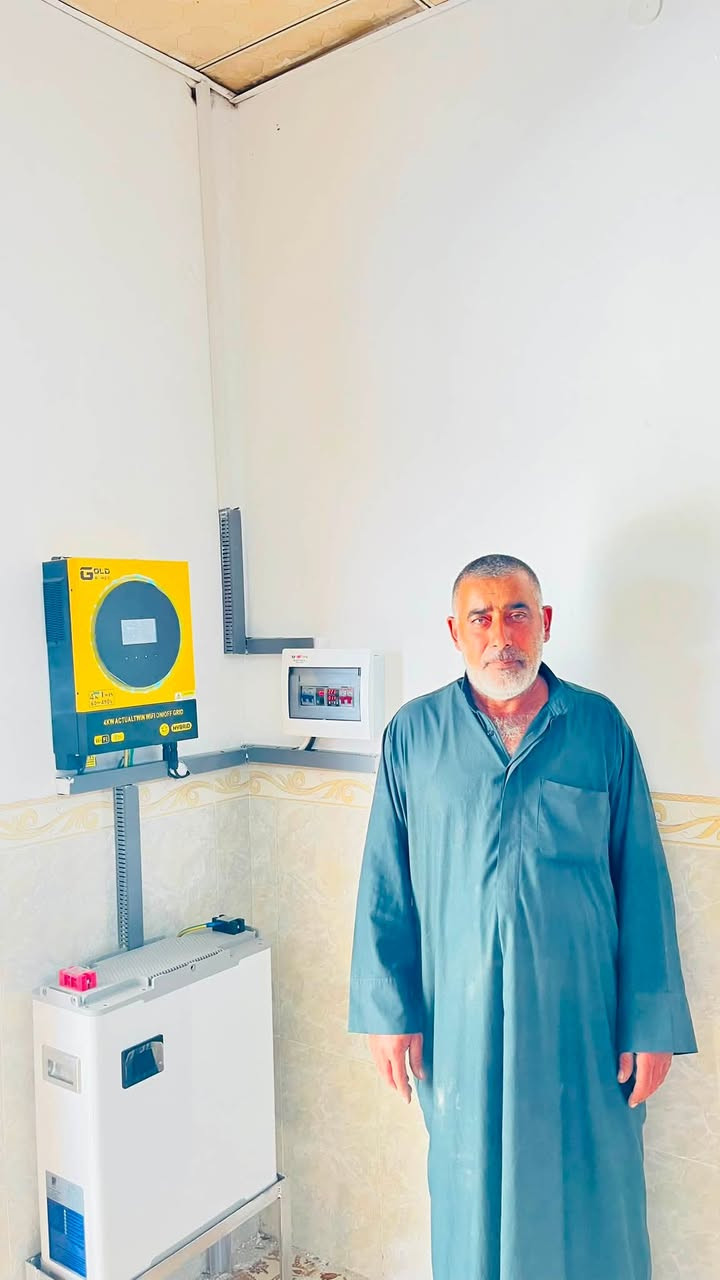 لازلنا متواصلين لتجهيز الطاقات 🌤 الزراعيه والمنزليه وبأسعار تنافسيه حيث تم بفضل الله تجهيز طاقه منزليه بواقع 9 امبير نهاري و 6 ليلي 
 للسيد : احمد حسين علوان
 ...في قرية طويلعه ✅
بواقع 4 لوح لونجي هايمو X.10 حجم 645 بايفشل وجهين ✅
انفيرتر حجم 4 كيلو Gold✅ 
مع بطاريه 7.5 كيلو W ليثيوم بلو كوربون✅
مع حديد ملم ونص حقيقي وتوصيلات 6 ملم حقيقي 
وقواطع وبورد  درجه اولى ... للاستفسار الاتصال على الرقم  
ابو عبدلله *********** ✅✅ 
استاذ عماد العكله ***********
العنوان: الحويجة السوق الكبير ماركة Doyo شركة اولاد العگله مقابل  مرطبات جنات ✅
