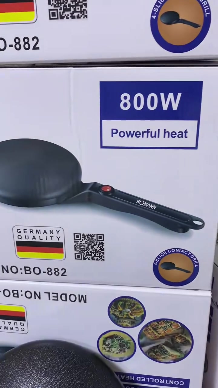 سعر 25,000 الف 
بهايئ به ر هه مي 25,000 هزار 

تایبەتمەندیێن
گەرمكرنا ب لەز: ب هێزا 800 وات كار دكەت دا كو ب زووی گەرم بیت و دەمێ تە نەگریت.

خارن پێڤە نانوسیت: روویێ وێ یێ دەرڤە یێ چێكرییە ب تەخەکا (Non-stick) دا كو هەویر پێڤە نەنوسیت و ب ساناهی بهێتە وەرگێران.

پلەیا گەرماتییا رێكخستی: تەکنیکەکا تایبەت تێدایە (Controlled heat) بۆ وێ چەندێ گەرماتی ب یەکسانی بەلاڤ بیت.

كوالێتیا ئەلمانی: بەرهەمەکێ ب هێز و پشتڕاستکرییە ب ستاندەردێن ئەلمانی (Germany Quality).

بکارئینانا ب ساناهی: دیزاینەکا رەحەت و دەستکەکێ گونجای هەیە بۆ کارکرنەکا بێ ماندیبوون.


**إذا كنت صاحب هذا الإعلان وتريد حذفه لأي سبب، رجاءا أرسل رسالة إلى الدعم الفني**