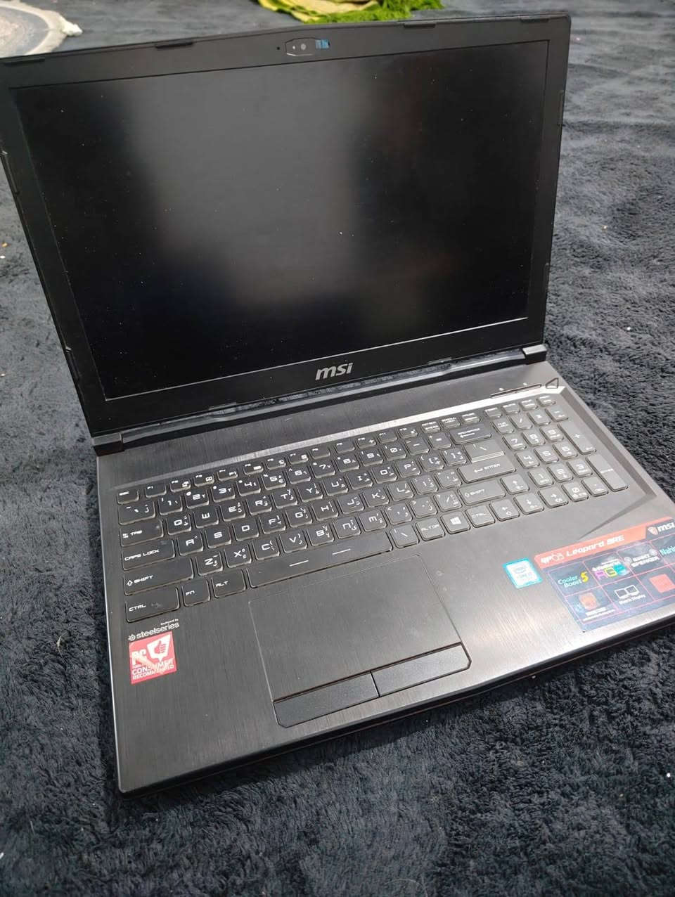 لابتوب Gaming MSI فقط العطل بيها مذبورد ياردله تبديل وياها كارتونه+ شاحنه مواصفات GP63 8RE intel Core i7-8750H كرت الشاشه GTX 1060 6GB ***********
