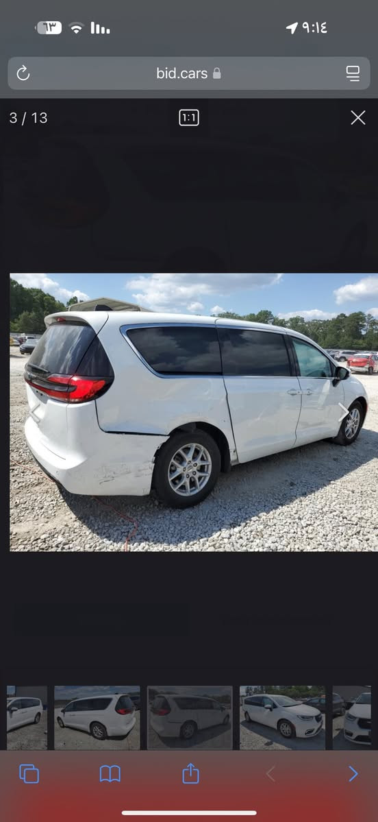 🚗 للبيع: كرايسلر باسفيكا2023 

📞 للتواصل:***********

💰 السعر: "٢٦٠٠٠ 
 
📊 المسافة المقطوعة: 37 ميل 
🛠️ المحرك: 6 سلندر – 3.6L V6

⚙️ المواصفات:
• فول مواصفات عدا فتحة السقف
ابواب كهرباء 
تشغيل عن بعد 
صندوق كهرباء 
تبريد 3 قطع منفصل
كير ماوس 
دخول ذكي 
بصمه
• شاشة وسطية 
سايد بريك بصمك  
• كاميره خلفيه
تدفئة كراسي
تدفئه ستيرن 
كشنات vip منفصل 
• مقاعد لسبعة ركاب
• تحكمات ستيرن كاملة
• حساسات أمامية وخلفية وجانبية
• رادار أمامي وخلفي
تحديد مسار 
مثبت سرعه 

⚠️ أضرار السيارة:
• جاملغ خلفي فقط 
• ⁠صور الحادث والسونار مرفق بالصور
• رقم السيارة: بغداد الدولي الجديد
• باسمي تحويل مباشر
