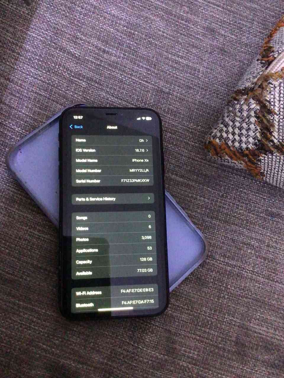 السلام عليكم
ايفون اكس ار ذاكره 128 مبدل فقط بطاريه اصليه باقي الجهاز كله شغال وعلى الفحص فيس ايدي شغال مايكات سماعات كامرات كله يشتغل بدون اي ملحقات السعر 110 نهايته 
مكاني بغداد شارع فلسطين


**إذا كنت صاحب هذا الإعلان وتريد حذفه لأي سبب، رجاءا أرسل رسالة إلى الدعم الفني**