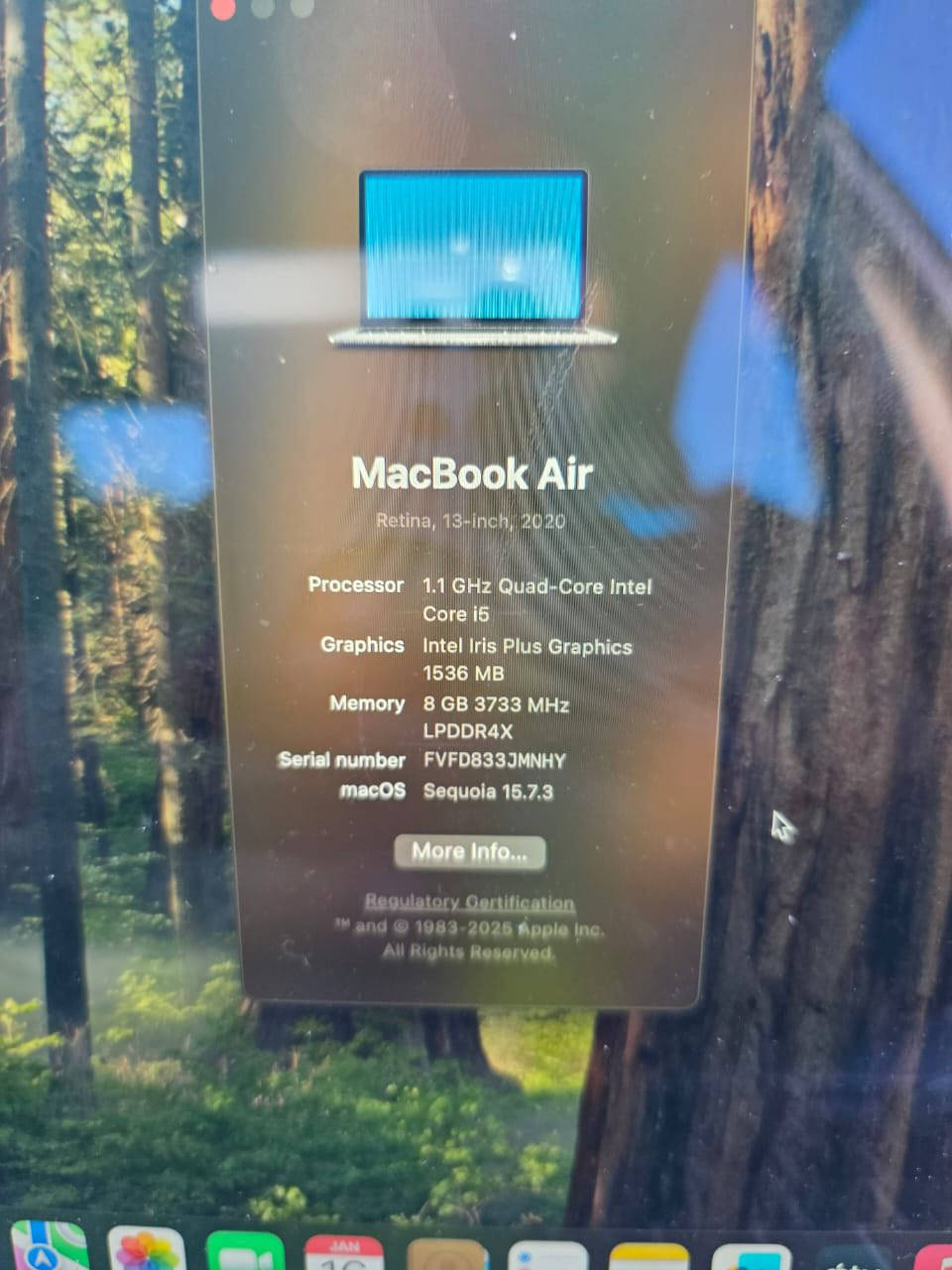 MacBook Air
� للبيع MacBook Air 2020
🔥 نظيف جداً استعمال شخصي

✅ الموديل: MacBook Air 2020
✅ الشاشة: 13 إنج Retina
✅ المعالج: Intel Core i5 Quad-Core 1.1GHz
✅ كرت الشاشة: Intel Iris Plus Graphics 1536MB
✅ الرام: 8GB LPDDR4X 3733MHz
✅ النظام: macOS Sequoia 15.7.3
✅ البطارية: Normal
✅ Cycle Count: 250

📝 سبب البيع: محتاج فلوس بشكل مستعجل (ظرف طارئ) والجهاز ما بيه أي مشكلة

💰 السعر: 550 ألف قابل للتفاوض للجادين فقط

📍 المكان: الديوانية
📞 للاتصال / واتساب:***********
