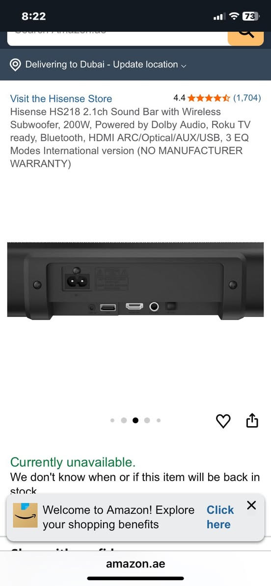 السلام عليكم 

اخواني عندي هذا الساوند بار طلعتلي كارتون واغراضه كلها موجوده القطعه المضخم شغال اي مشكله مابي بس السماعه الطويله ماتشتغل ربطتها علكهرباء ماشتغلت ابيعها هيج للعلم نظيفه كلش كلش  

السعر ٨٠ الف مع التوصيل


**إذا كنت صاحب هذا الإعلان وتريد حذفه لأي سبب، رجاءا أرسل رسالة إلى الدعم الفني**