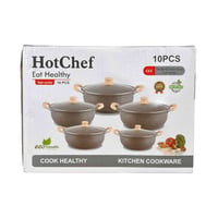 سيت قدور ماربل 5 قطع HotChef بأغطية زجاج حراري  الاستخدامات:  طهي الرز...