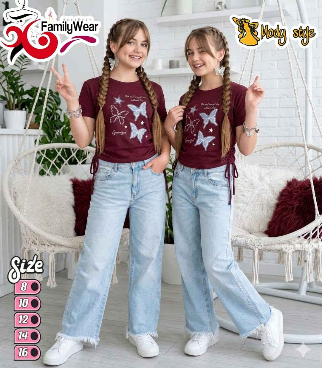 *بسم الله الرحمن الرحيم*
💪💪💪💪💪💪
*عدنا من جديد وانطلاقة مميزة كالعادة ل*
    *براند Family Wear*

*فى موسم الصيف  2026*

*موديل محير بناتى للعيد الكبير*

💓 *التفاصيل*💓

  *تيشرت سنجل ليكرا طباعه ثابته وشداد من الجانب* *بنطلون وايد ليج  مشنشر من حرف الرجل جينز رباعيه11ونص اونز*

🥰 *مقاساات* 🥰
*8* 
*10*
*12*
*14*
*16*

💓 *الالوان* 💓
*الوان العرض*

*الدسته15قطعه*

 *سعر القطعه فى الدسته*

*خصم خاص للمكاتب والمحلات*


**إذا كنت صاحب هذا الإعلان وتريد حذفه لأي سبب، رجاءا أرسل رسالة إلى الدعم الفني**