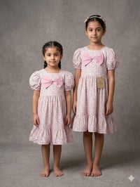 فساتين بناتيه • وردي وأصفر • مقاسات ٦-١٠